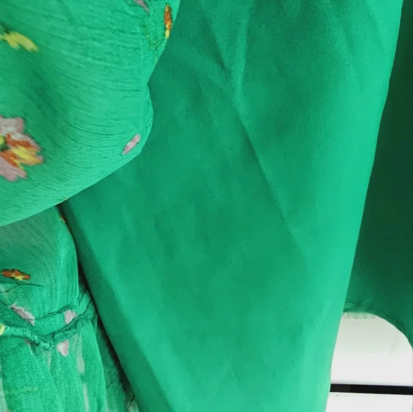 LUCKY BRAND Green Spagetti Straps Mini Floral Dress Lined size XL - Picture 8 of 11